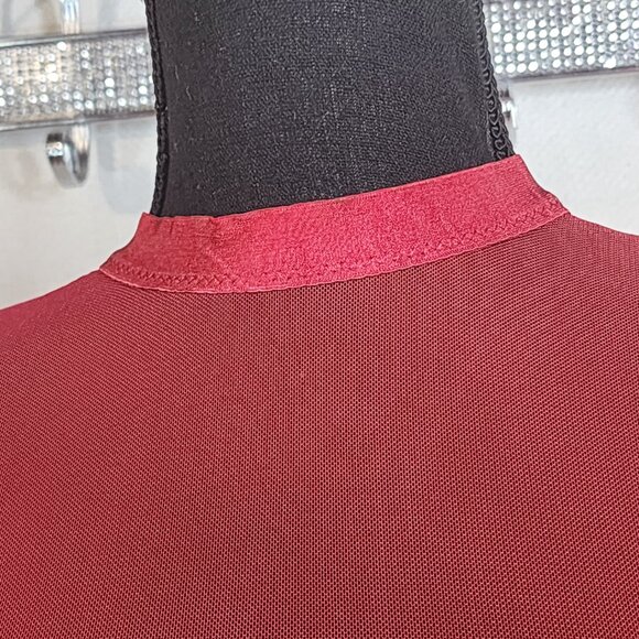 Avidlove Red Mesh Sheer High Neck SS Poly Span Crop Top with Built in Bra Size M - Picture 8 of 16